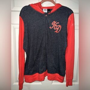 Harley-Davidson Black and orange hooded full zip with front pock Women's Sweater